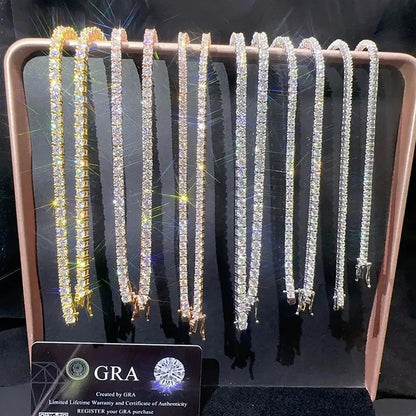 D VVS1 Moissanite 100% 925 Sterling Silver Tennis Necklace with GRA Certificate for Man Women Sparkling Wedding Jewelry Gifts