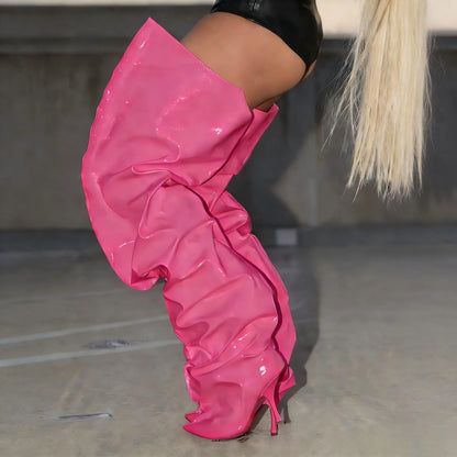 European and American Women's Sexy Over the Knee Pointed Fashion Stage Walking Shoes, Nightclub Spicy Girls' Trendy Pants and Bo