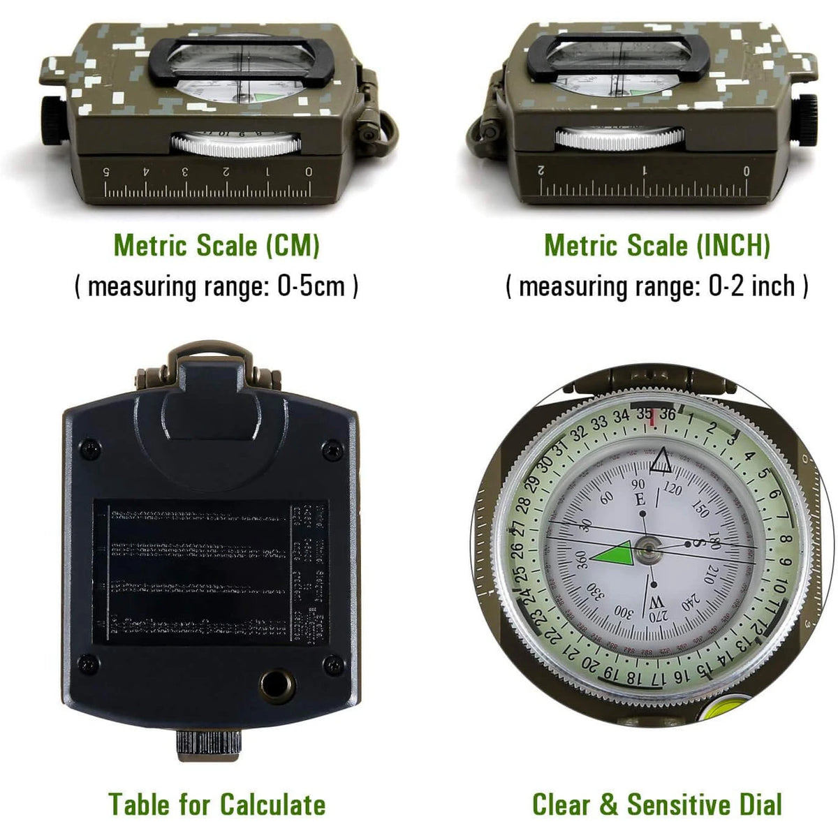Metal Tactical Survival Military Compass Professional High Precision Sighting Navigation Luminescent for Outdoor Hiking Geology