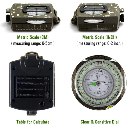 Metal Tactical Survival Military Compass Professional High Precision Sighting Navigation Luminescent for Outdoor Hiking Geology