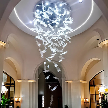 Modern Hotel Lobby Hanging Lamp Luxury Glass Led Chandeliers Customized Long Pendant Light Villa High Ceiling Chandelier Lustre