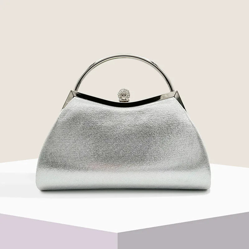 Pleated Evening Handbag Women Top Handle Glitter Day Clutch Ladies Wedding Dinner Dressed Clip Bag Diamond Party Purse Gold