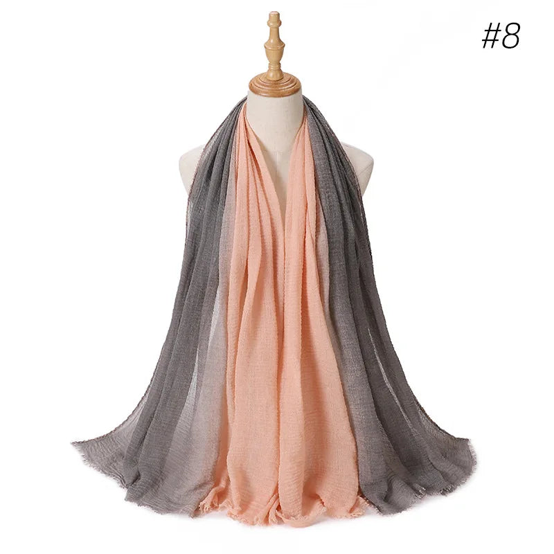180*90cm Gradient Cotton Linen Women Muslim Hijab Scarf Woman Islamic Arab Shawl Wrap Head Scarves Ready To Wear Headscarf