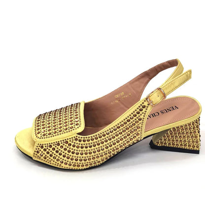 High Heels Shoes for Women Embroidery Rhinestone Italian Design Blue Color Pointed Toe Shoes and Bags Set Fashion