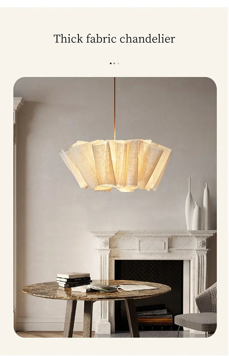 Japanese Wabi-Sabi Style Fabric Chandeliers Medieval Vintage Tea Room Restaurant Pendant Lights Lighting Bedroom Lustre Lamps