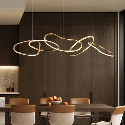 Modern Rose Gold LED Chandeliers Ligthing Nordic Lustre Home Decor Circle Rings Chandelier Hanging Pendant Lights Fixtures