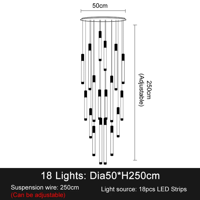 Modern Staircase LED Chandeliers Luxury Living Room Lighting Duplex Attic Home Decoration Restaurant Bright Ceiling Chandeliers