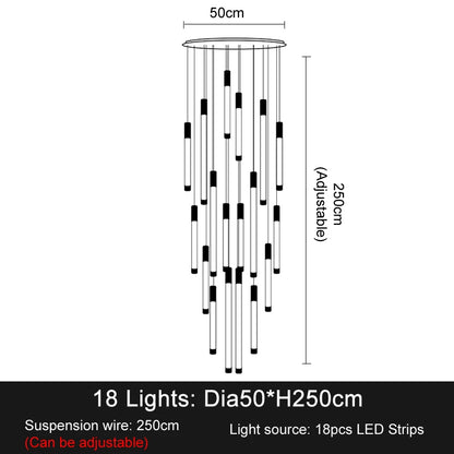 Modern Staircase LED Chandeliers Luxury Living Room Lighting Duplex Attic Home Decoration Restaurant Bright Ceiling Chandeliers