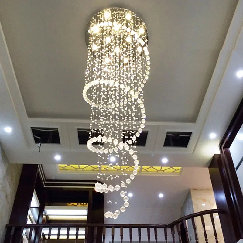 Spiral Crystal LED Ceiling Chandelier Light Bedroom Hall Living Room Suspension Lustre Corridor Staircase Hanging Lamp Fixture