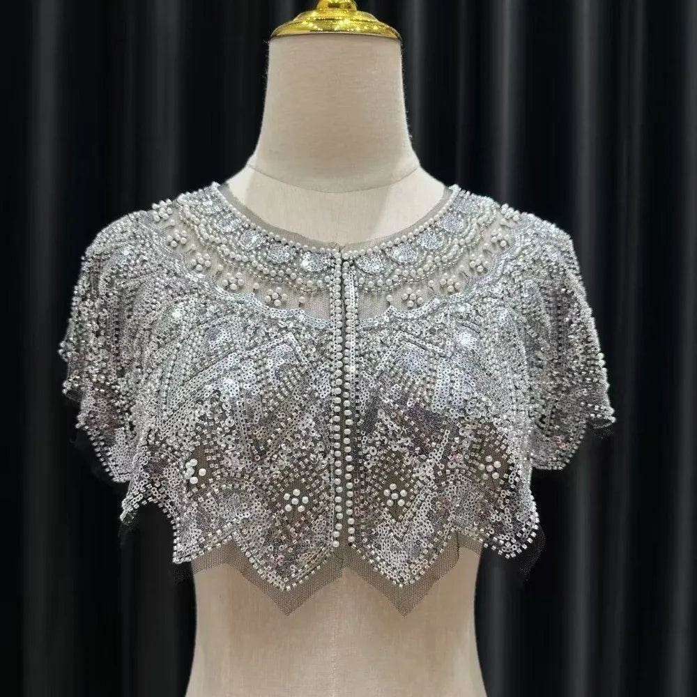 Vintage Sequin Embellished Flapper Shawl Beaded 1920s Sequin Shoulder Shawl Short Outerwear Women