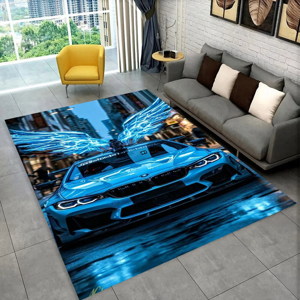 3D E36 Racing Car Motorcycle Rug Carpet for Living Room Bedroom Decor,kids Play Non-slip Decoration for Sofa Doormat Gift