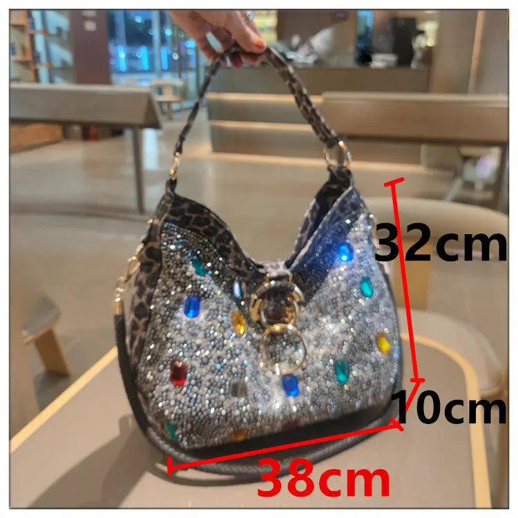 Luxury Genuine Leather Portable Women's Bag Leisure Large Capacity Diamond Tote Bag Shoulder Crossbody Bucket Bags Fashion 2026