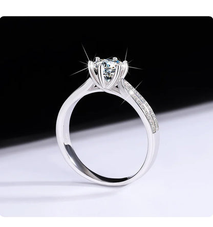 Women's PT950 Platinum Ring - 1 Carat Moissanite Star Queen Style, Six-Claw Setting, Perfect for Wedding & Proposal