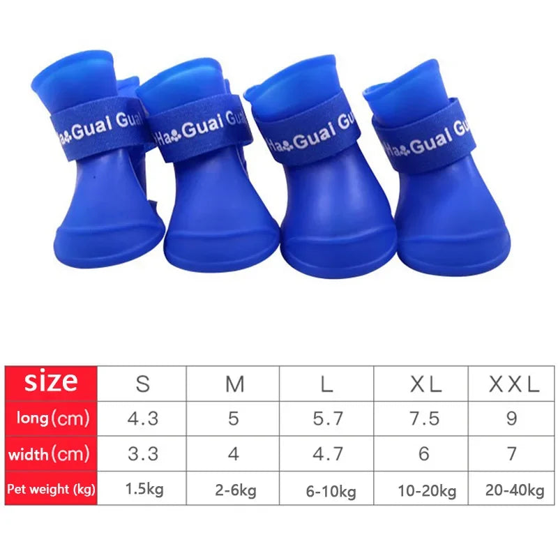 4Pcs Pet WaterProof Rainshoe Anti-slip Rubber Boot For Small Medium Large Dogs Cats Outdoor Shoe Dog Ankle Boots Pet Accessories