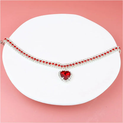 Cute Luxury Cat Collar Adjustable Cat Necklace Personalized Heart Pendant Rhinestone Kitten Puppy Collar Pet Grooming Accessorie