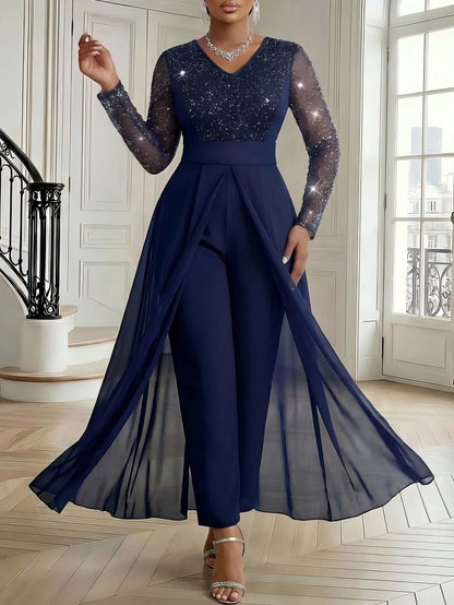 L-5XL Plus Size Women Clothes Jumpsuit Clothes Long Sleeve Urban Leisure Bodysuit New Wide Leg Jumpsuit Wholesale Dropshipping