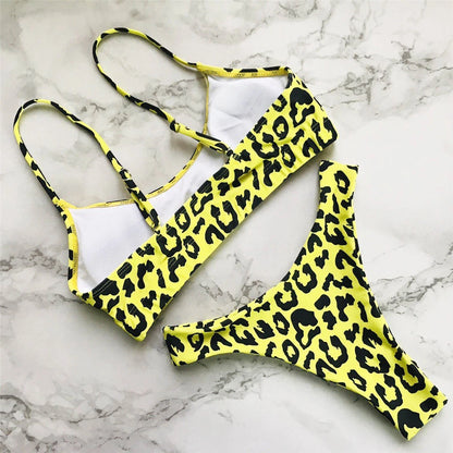 14 Color S - XL Sexy Leopard Bikini Women Swimwear Female Swimsuit Two-Pieces Bikini Set Brazilian Bather Bathing Suit Swim V871