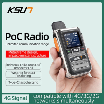 KSUN CT22 4800mAh Public Network Intercom 4G Full Netcom Metal Body Reflective Screen Type-C Fast Charge, Dual SIM Weather+GPS