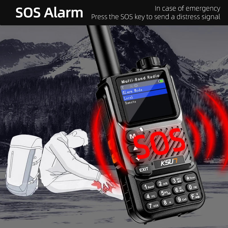 UV60D PLUS 5W Walkie Talkie SOS Alarm NOAA Weather Radio 200CH VHF UHF AM FM Type-C Two Way Radio for EU Outdoor