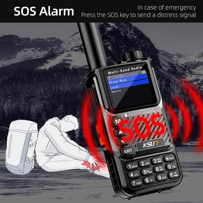 UV60D PLUS 5W Walkie Talkie SOS Alarm NOAA Weather Radio 200CH VHF UHF AM FM Type-C Two Way Radio for EU Outdoor