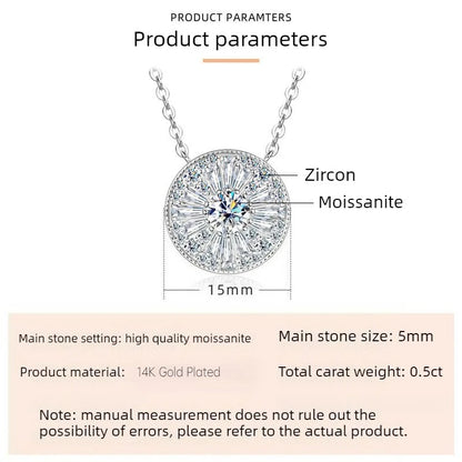 5mm Moissanite Diamond Necklace Round Light Luxury Pendant Chain for Women D Color VVS1 Exquisite Wedding Party Jewelry Gift
