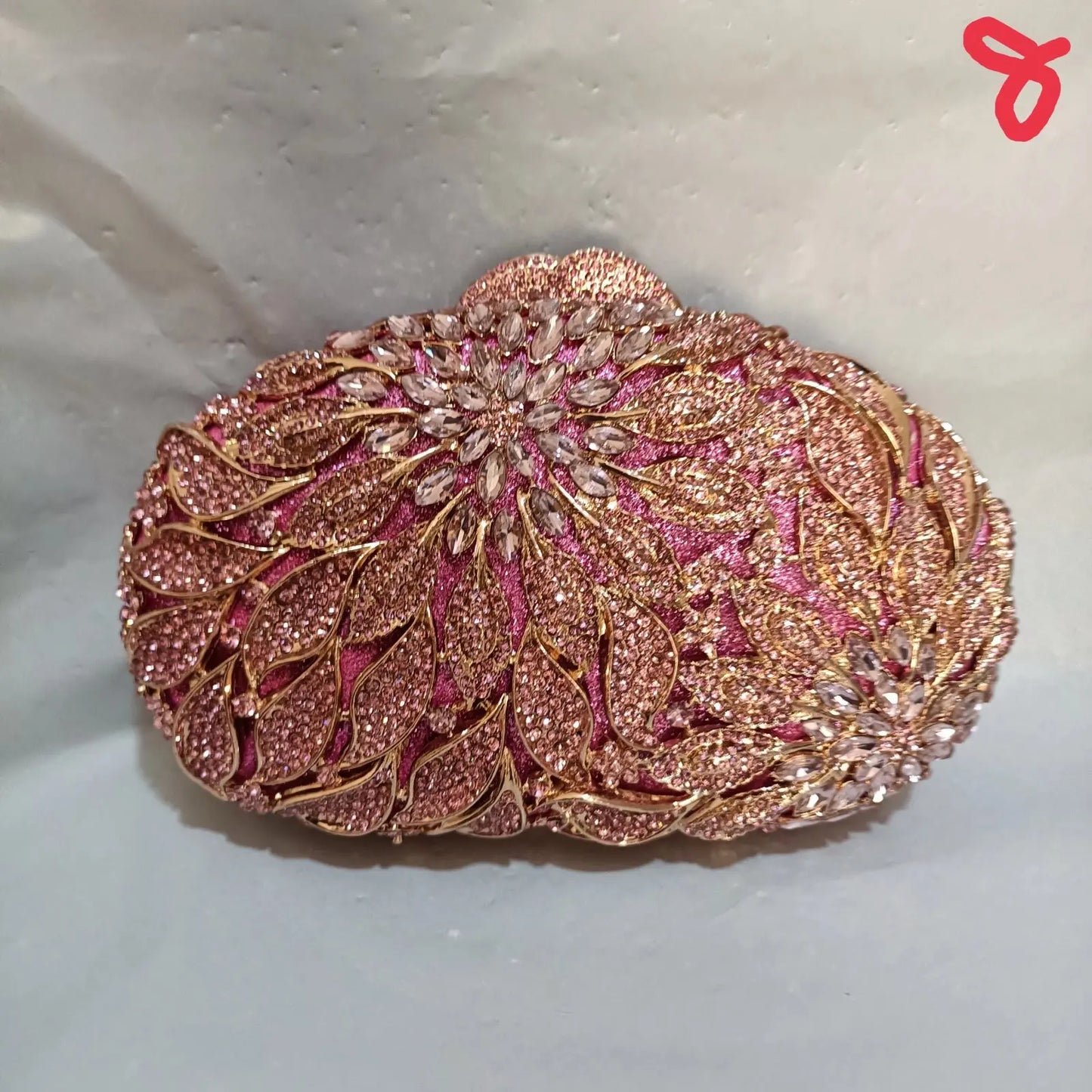 Gold Metal Leaves White Crystals Evening Clutch Bags Luxury Women Wedding Party Purse Ball Handbags Rhinestone Mini Minaudiere