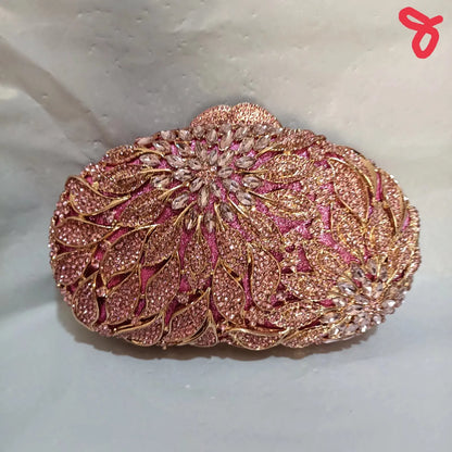 Gold Metal Leaves White Crystals Evening Clutch Bags Luxury Women Wedding Party Purse Ball Handbags Rhinestone Mini Minaudiere