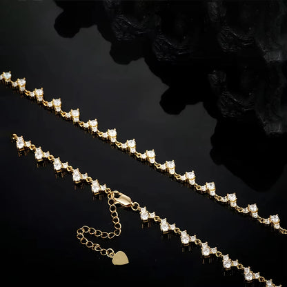 MUXIFC 3mm Full Moissanite Tennis Diaomond Necklace GRA Certificate S925 Sterling Silver Plated 18k Gold Clavicle Chain Gift