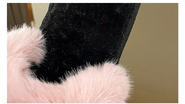 Perle Fluffy Slippers Home Winter Casual Designer Shoes Women 2025 New Luxury Indoor Plush Slides Girls Fashion Elegant Footwear