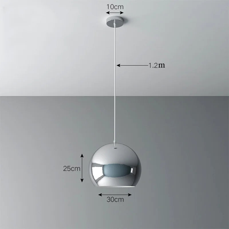 Nordic Plating Sliver Globe Ball Mirror Pendant Lights E27 Iron Hanging Lamp luxury Silver Brass Art Kitchen Hotel Pendant Lamp