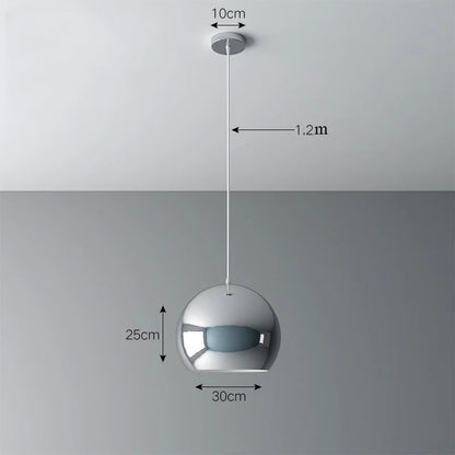 Nordic Plating Sliver Globe Ball Mirror Pendant Lights E27 Iron Hanging Lamp luxury Silver Brass Art Kitchen Hotel Pendant Lamp