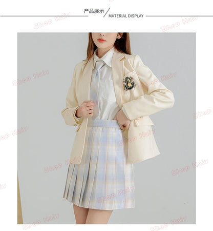 JK Japanese School Uniform Jacket Girls Multicolor Graduation Outfit for Harry Magic Academy with Sexy Pleated Skirt Tie Set New