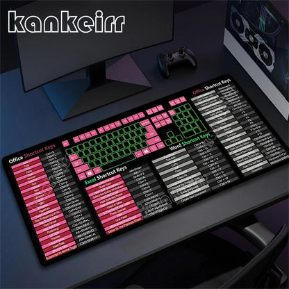Excel Mouse Pad Computer Desk Accessories Over Shortcut Keys Mousepad Non-Slip&Waterproof Desk mat Large Excel Shortcut Mausepad