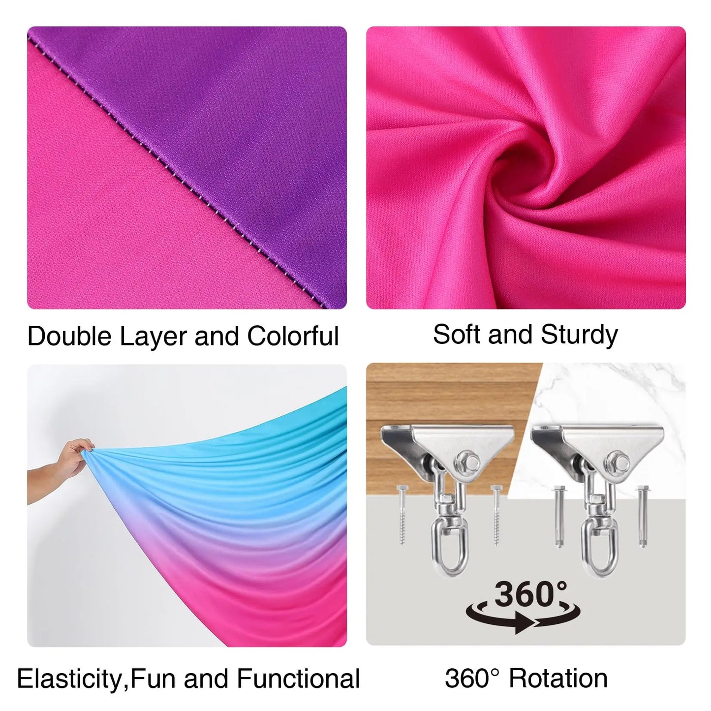 Sensory Swing Hammock Chair For Kids 55x59in Dual Layer Indoor Outdoor Hanging Pod Hammock Swing 300LB With 360 Swivel