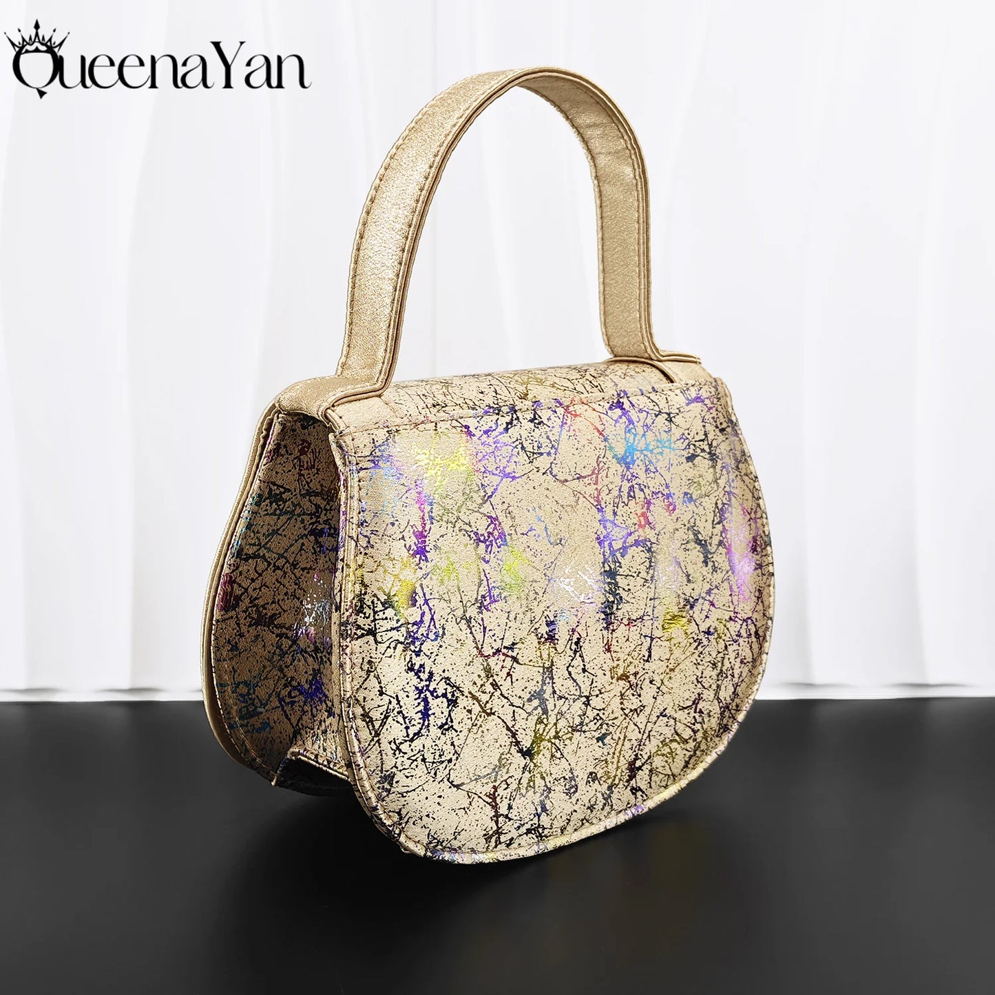 New Print Design Elegant Mature Style Gold Color Essential for Banquets, Exquisite HandBag with Peep Toe Sexy High-Heeled Shoes