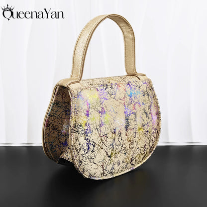 New Print Design Elegant Mature Style Gold Color Essential for Banquets, Exquisite HandBag with Peep Toe Sexy High-Heeled Shoes