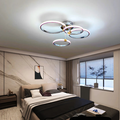 Modern LED Ceiling Chandelier for Living Bedroom,Round Dimmable Ceiling Lamp,Gold/Chrome/Black Bedroom Ceiling Light Fixture