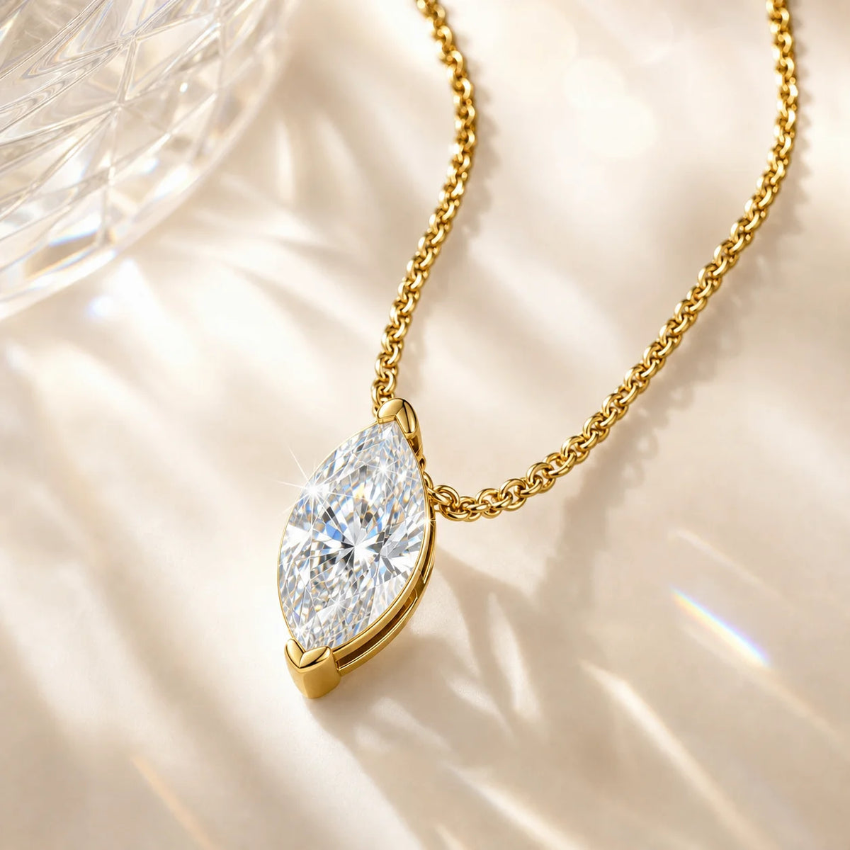 Princess Shape Pendant 18K Gold Plated Luxury S925 Silver Necklace Sparkling D VVS Moissanite Necklavce for Women As Gifts Party