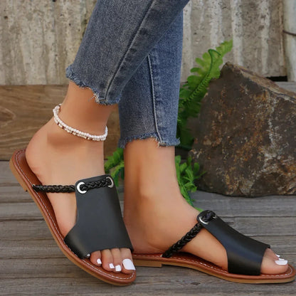 Women Flat Casual Slippers Summer 2024 New Woman Fashion Dress Sandals Beach Bohemian Shoes Femme Home Slides