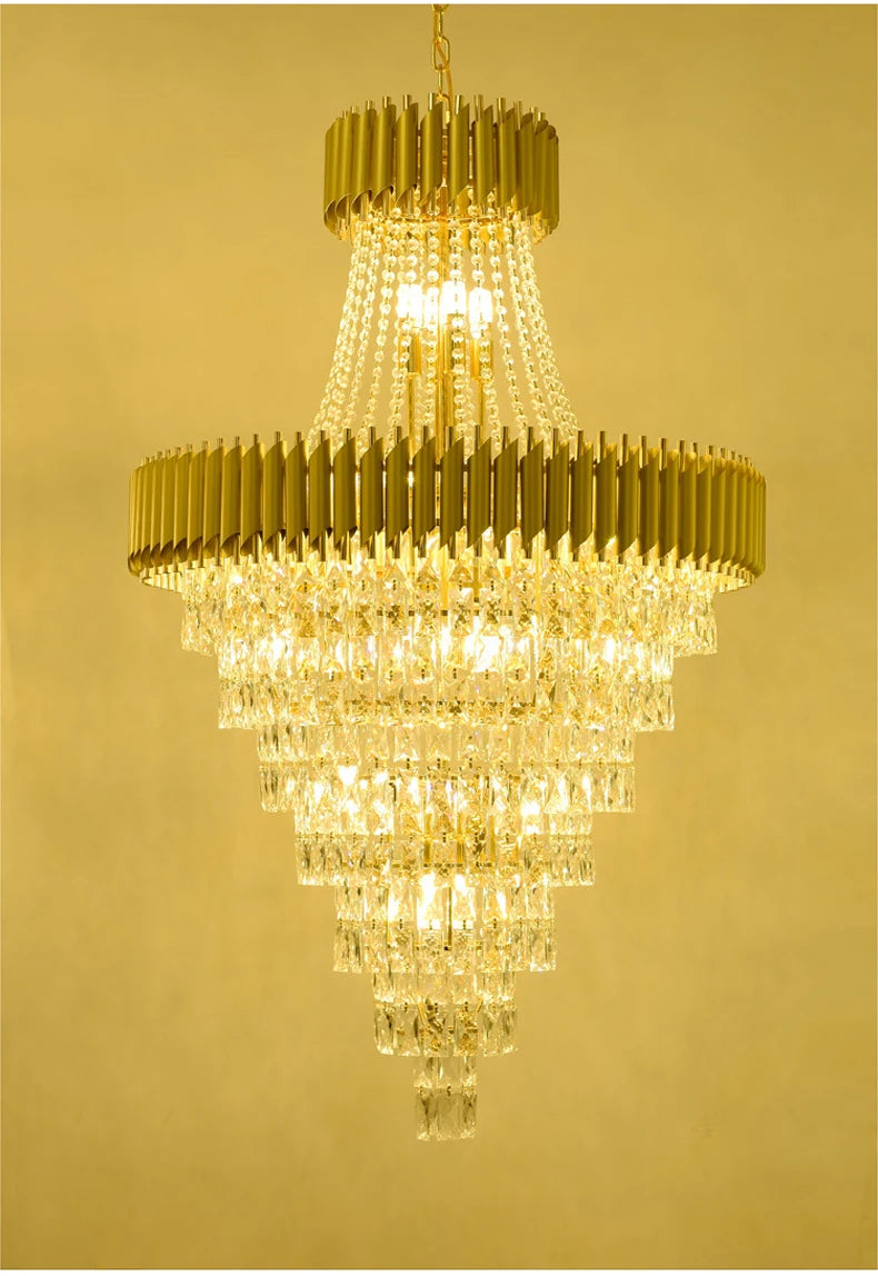 Luxury Crystal Chandeliers Home Villa Duplex  Attic Living Room Lighting Loft Decoration Indoor Pendant Lights Fixtures