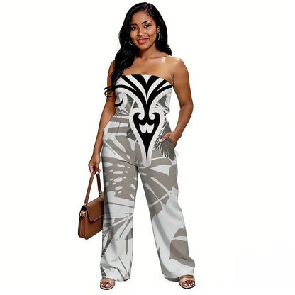 Newly designed Polynesian-style casual loose-shoulder women's one-piece pants with ethnic style - Samoan wide-leg pants