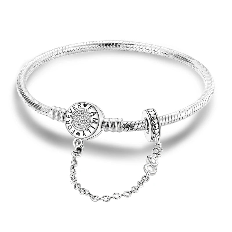 925 Sterling Silver Heart Love Snake Chain Bracelet Infinite Knot Butterfly For Women Fit Original Charms Beads Jewelry Gift