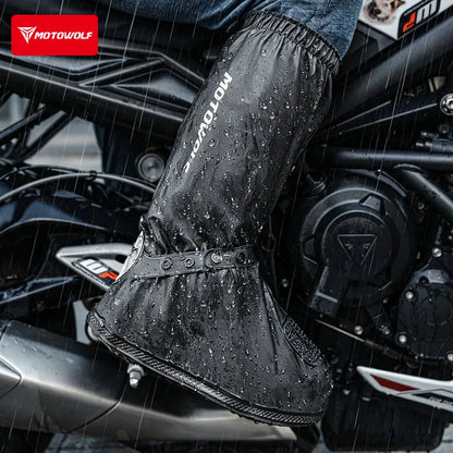 Reusable Waterproof Motorcycle Shoe Covers Foldable Rain Boot Covers with Zipper Non-Slip Reflective Material for Boots