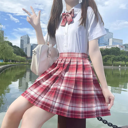 Japanese Bow Tie Skirt Set Student Pleated Skirt Jk Uniform Korean School Sexy Girl Preppy Style Seifuku Japanese School Uniform