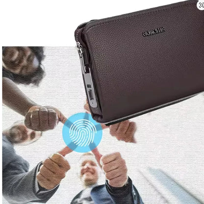 Leather Wallet FL-V1 Men Business Clutch Bag Smart Fingerprint Lock Security Anti Theft Handbag Black Safety Men Wallet сумка 가방