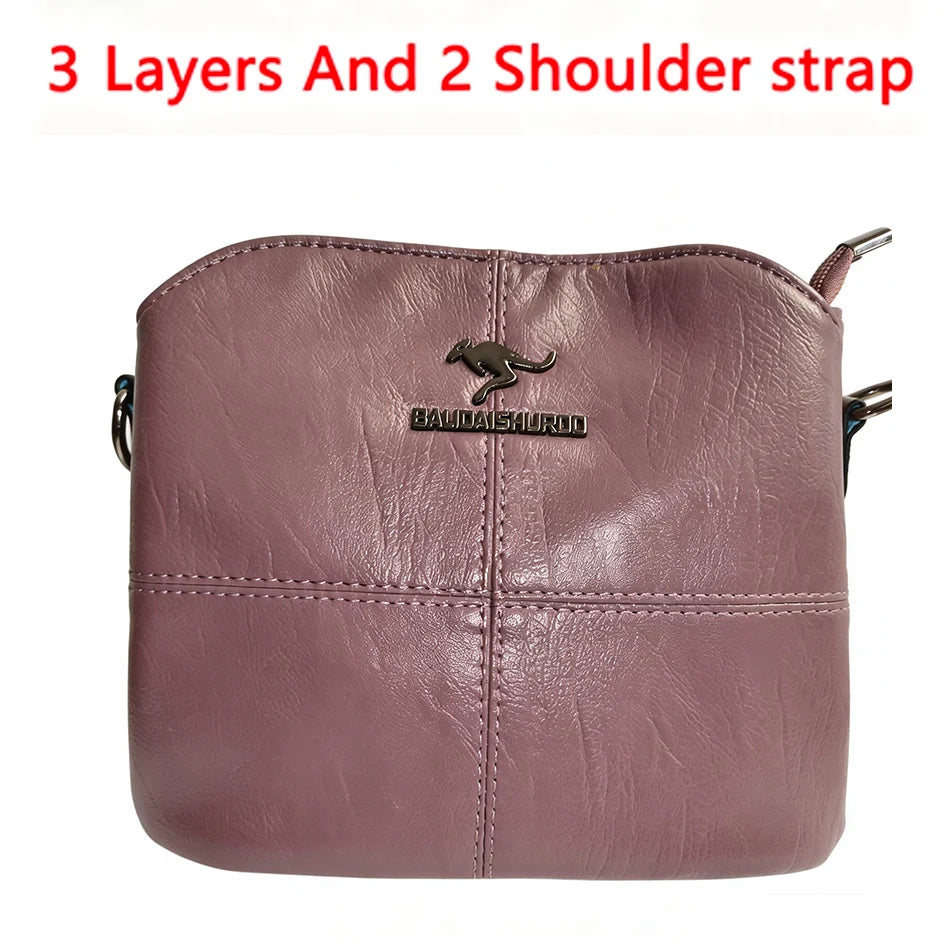 Genuine Soft Pu Leather Handbags for Women Vintage Shoulder Tote Bag Luxury Designer Ladies Large Capacity Purse Bags Sac A Main