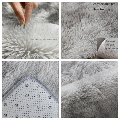 VIKAMA Soft Fluffy Plush Tie-Dye Carpet Gradient Long Fine Hairs Fabric Bedside Mat Rug For Girl's Bedroom Home Decor Girl‘s Gif