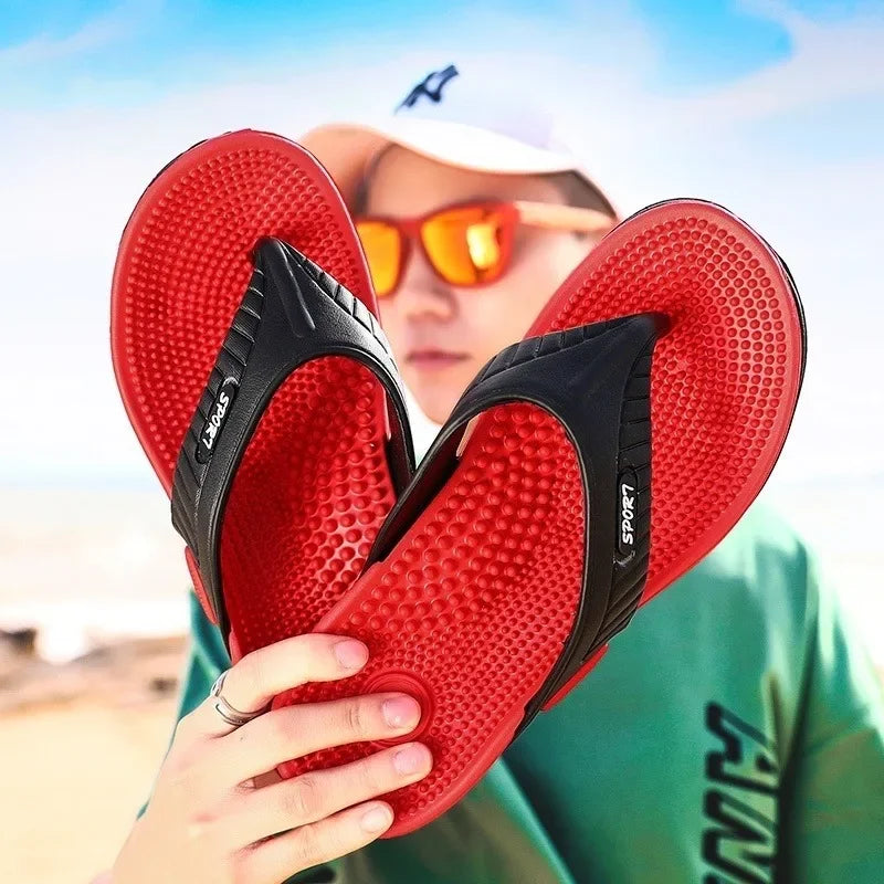 Massage Flip Flops for Men Summer Breathable Beach Shoes Sandals Men Luxury Flip Flops Breathable Plus Plus Size Men Slippers 46