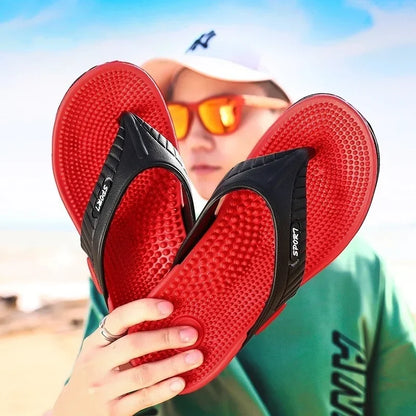 Massage Flip Flops for Men Summer Breathable Beach Shoes Sandals Men Luxury Flip Flops Breathable Plus Plus Size Men Slippers 46