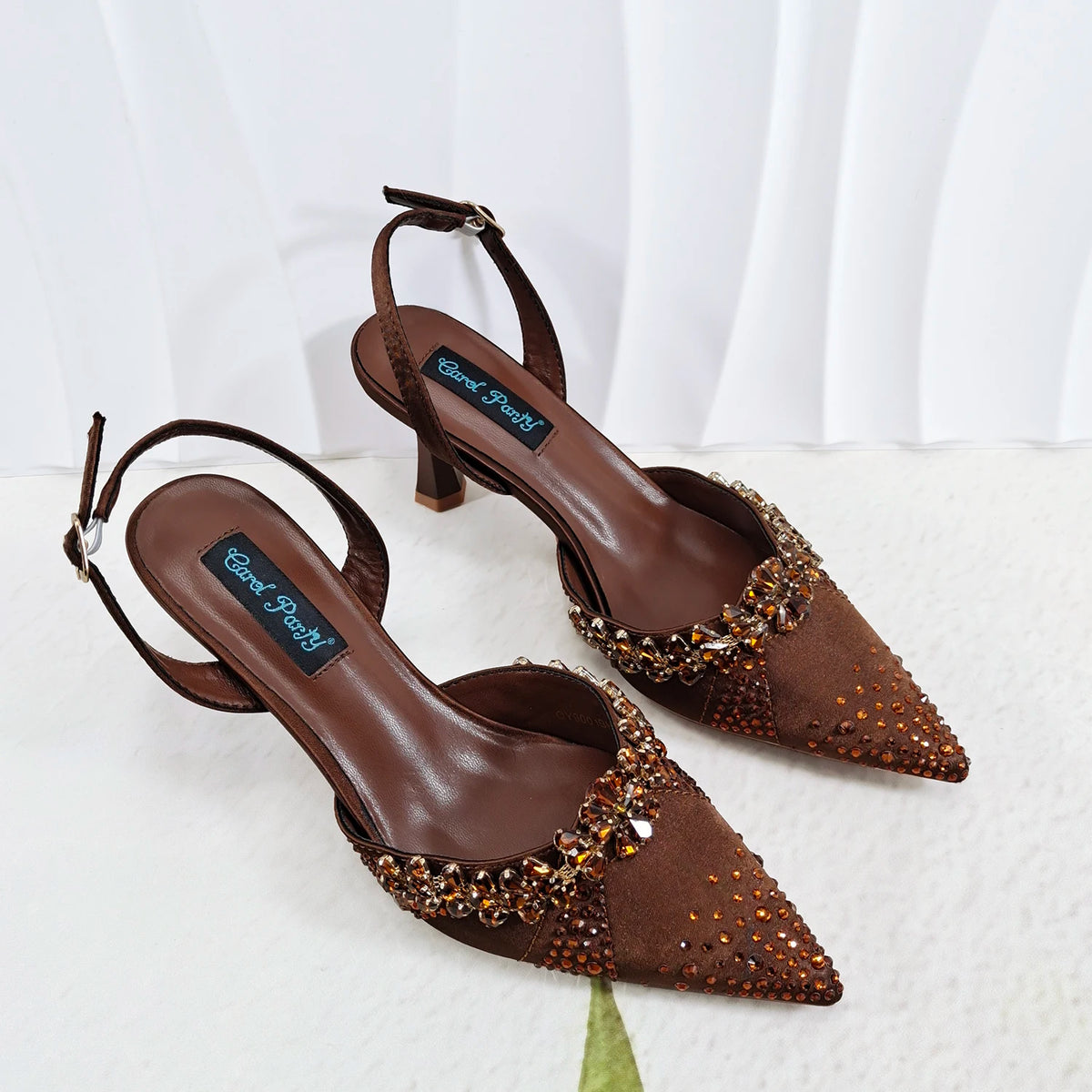 QueenaYan Slip-on High Heels and Matching Small Bag Nigeria Fashionable Party Pointed Shoes with Bag or A Pair of Work Shoes